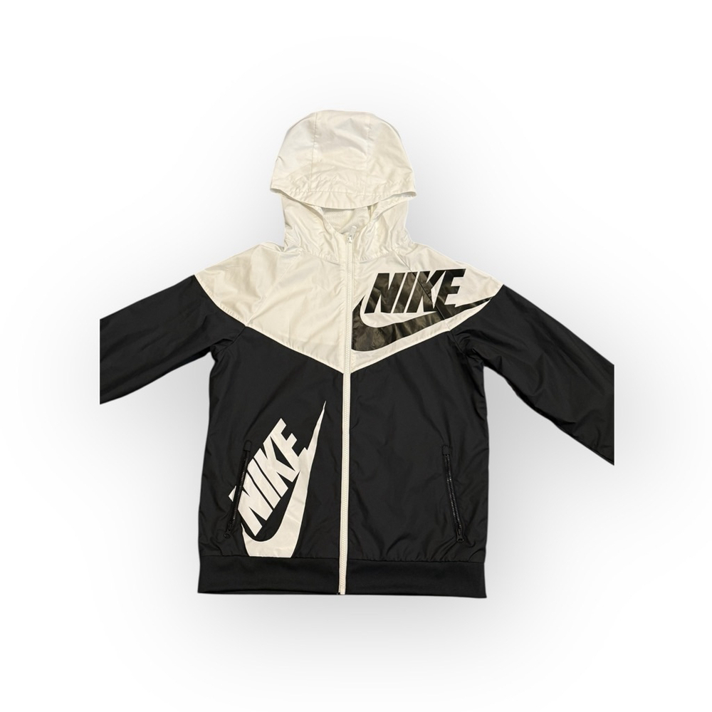 Nike Kids Windrunner Full Zip Hooded Jacket Black White Logo Swoosh Sz XL​ - Picture 3 of 9
